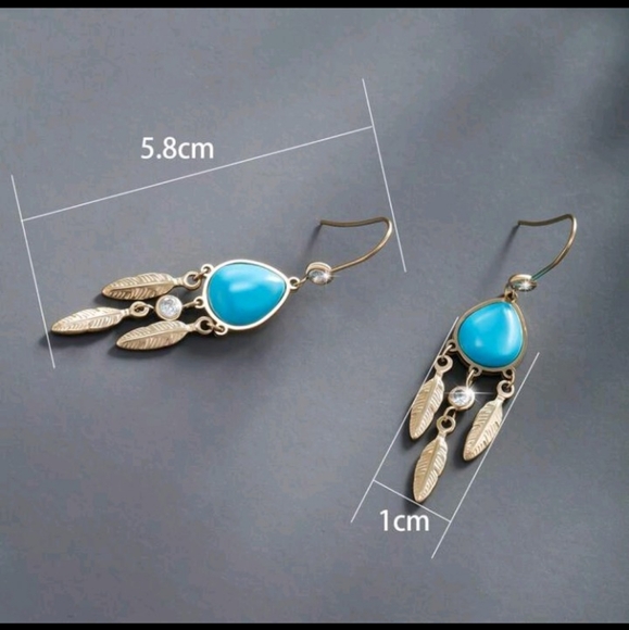 Turquoise DreamCatcher Drop Earrings - Picture 2 of 3